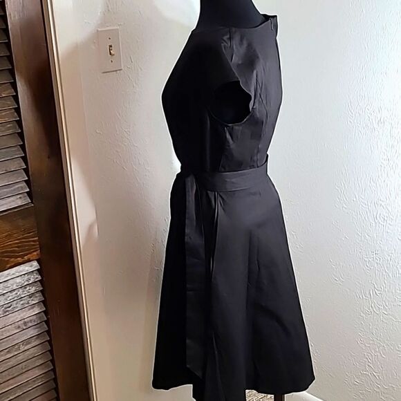 Pukavt Black Dress with Tie Belt, Cap Sleeves & Flowy Skirt, Size XL, NWOT - Picture 4 of 8